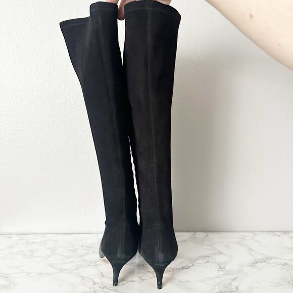 Tory Burch Georgina Suede Leather Black Knee High Heeled Boots Women’s Size 9.5 - Picture 4 of 15